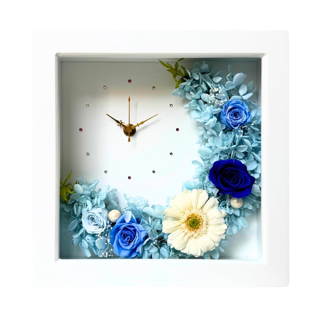 

Crescent Moon Preserved Flower Table Wide x Long x 8cm Lulu s Clock, Blue, Square, Clock/Wall Clock, Size 22.5cm 22.5cm High, Blue, Large, синий