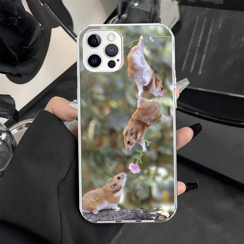 Cute Lovely Pet Hamster Phone Case for iPhone 13 12 Mini 11 Pro X XS Max XR 7 Plus 8 SE 6 6S 5 5S Soft Silicone Fundas Cover