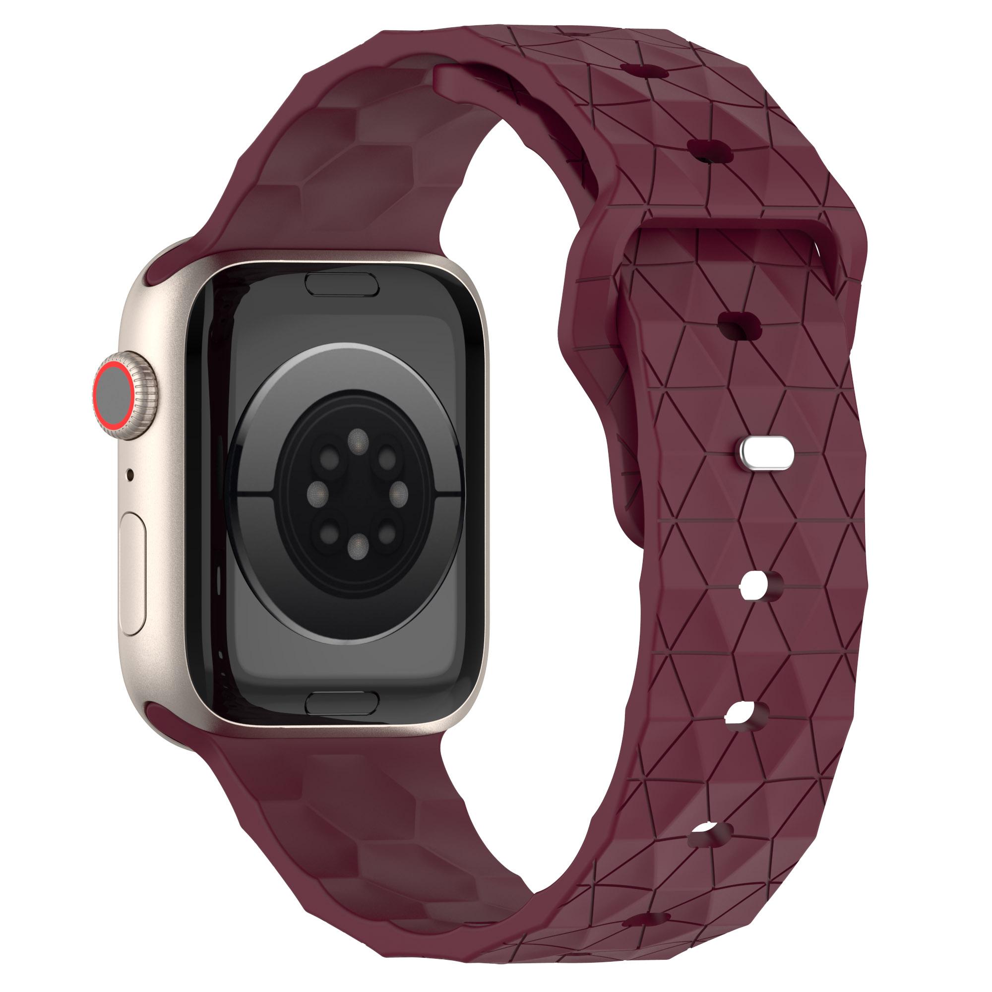 

Ремінець для Apple Watch Series 10 42мм/9 8 7 41мм/SE (2023) SE (2022) SE 6 5 4 40мм/3 2 1 38мм Силіконовий ремінець для годинника з футбольним візерунком Wine Red