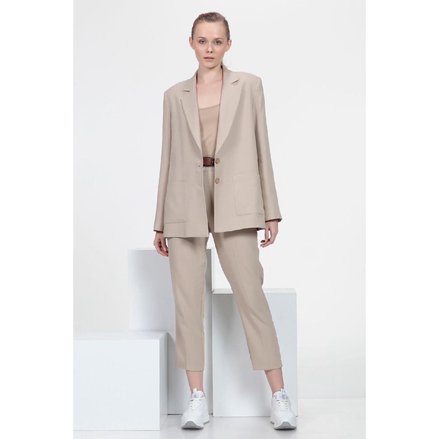 

V-neck Blazer Jacket With Front Pocket Detail 36 синій