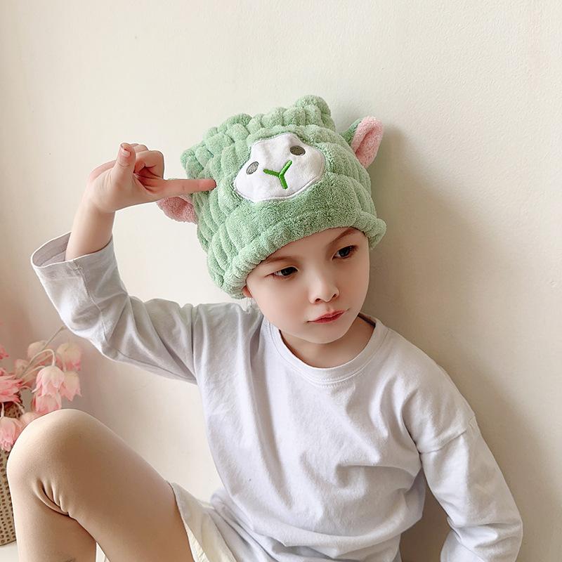 

Шапочка для сухих волос Коралловая бархатная шапочка для всасывания воды с рисунком ягненка Шапочка для сухих волос для родителей и детей Шапочка для душа с всасыванием воды 20*20 светло-зеленый