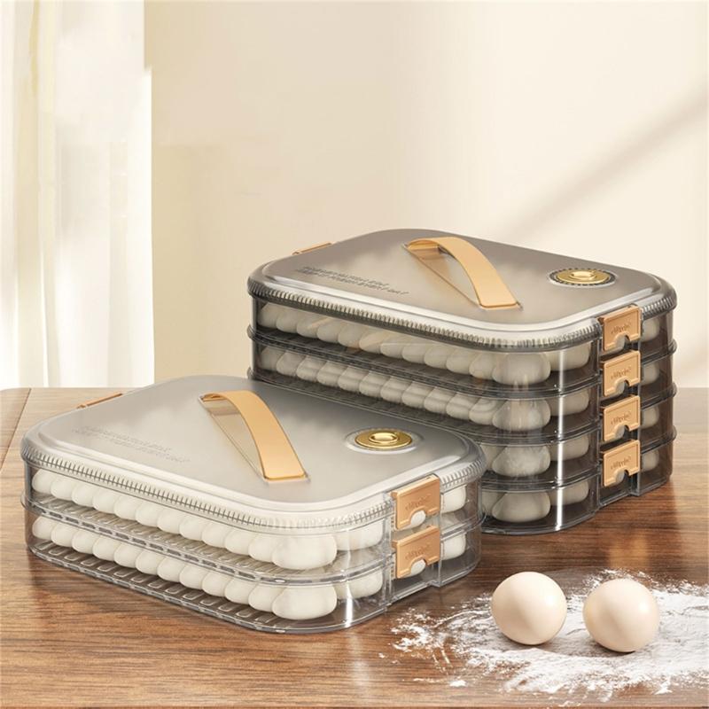 Stackable Dumpling Storage Box with Lid Food Preservation Crisper Container Case