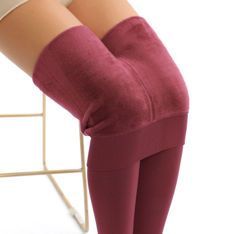 Extra Plus Size Warm Fleece Lined Leggings With Footed Bottoms Women Winter Thick Thermal Tights