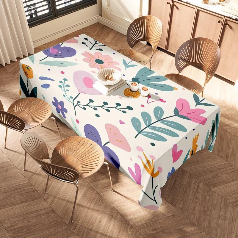Colorful Floral Printed Tablecloth Perfect for Dining Tables Washable Food Cover Decor in Various Sizes
