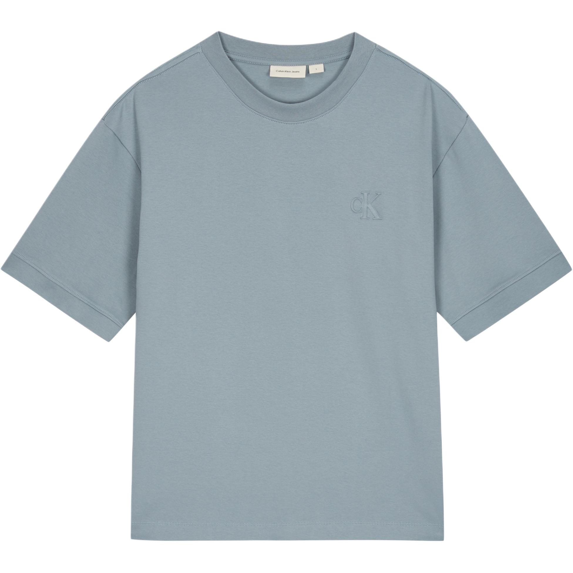 

Calvin Klein Logo Round Neck Drop Shoulder Loose T-Shirt Men Tops Blue J326757-PC2 M