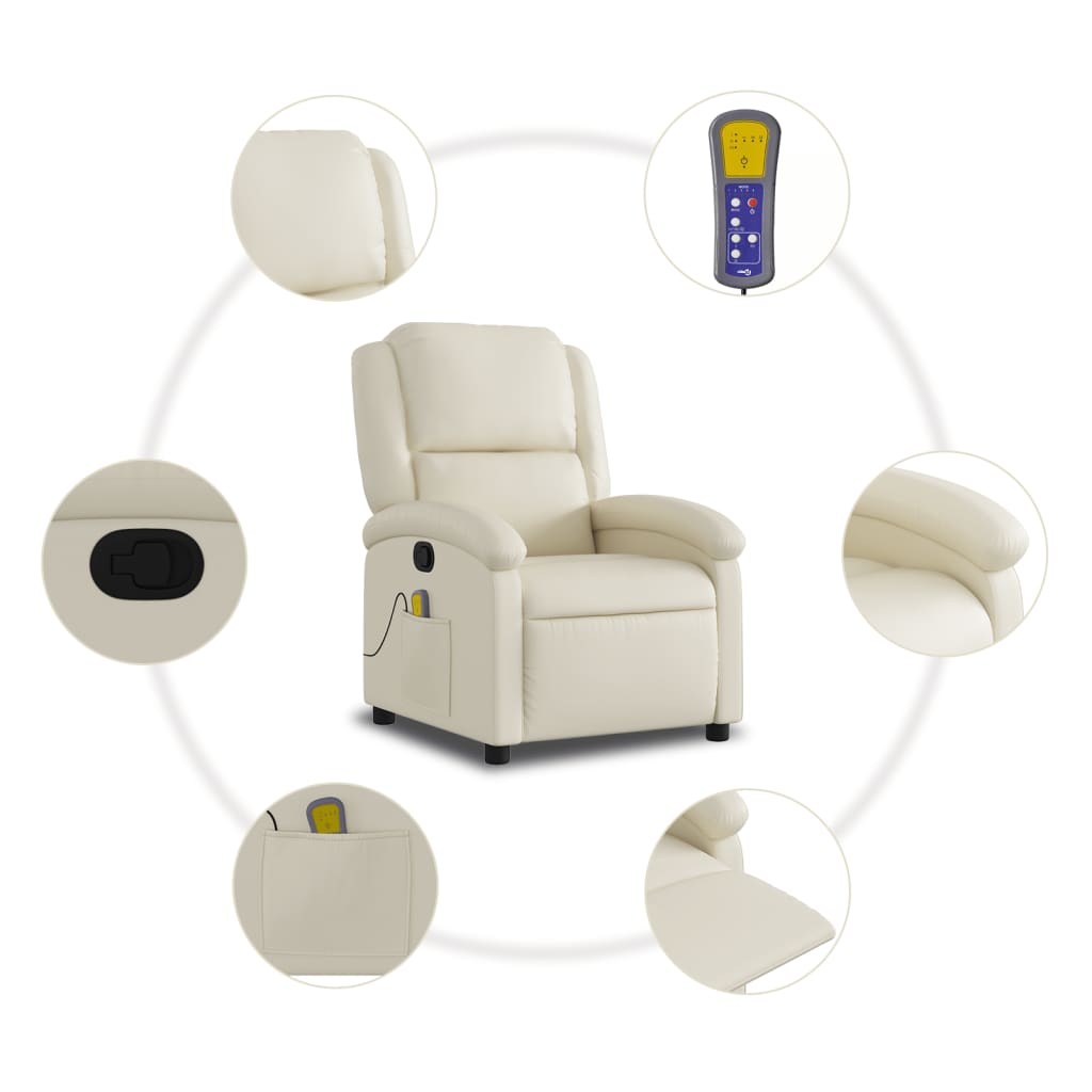 Massage Chair with Relax Function Synthetic Leather Cream