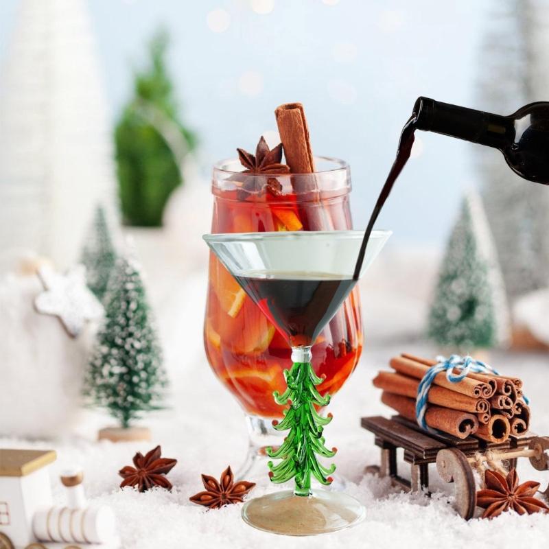 Christmas Tree Glassware Transparent Cocktails Drinking Glass Beverage Cup Festival Drinkware for Holiday Parties