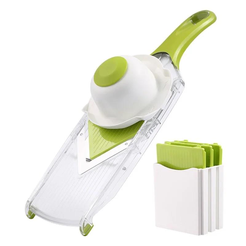 

4 Blade Adjustable Mandoline Slicer Fruit V Slicer Vegetable Julienne Cutter Lemon Slicing Tool Vegetable Julienne Cutter светло-зеленый