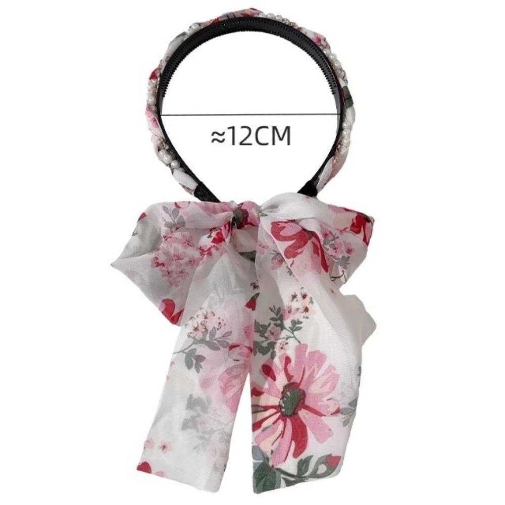 Adjustable Bow Ribbon Hairband Floral Print Hair Hoop Fashion Hair Bands  Boho Hair Accessory
