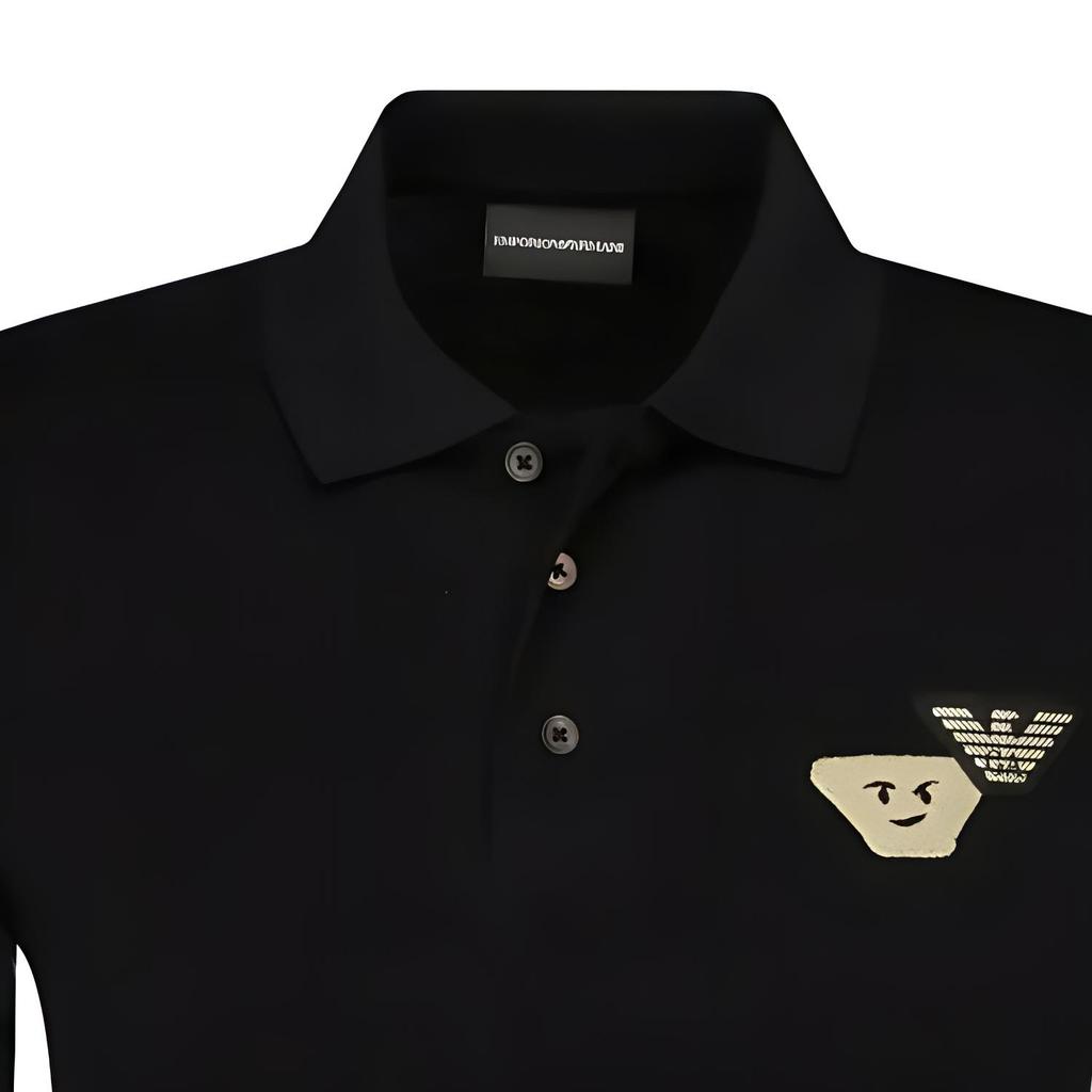 Emporio Armani Solid Color Short Sleeve Polo Shirt Men Tops Black 6H1FG3-1JTUZ-999