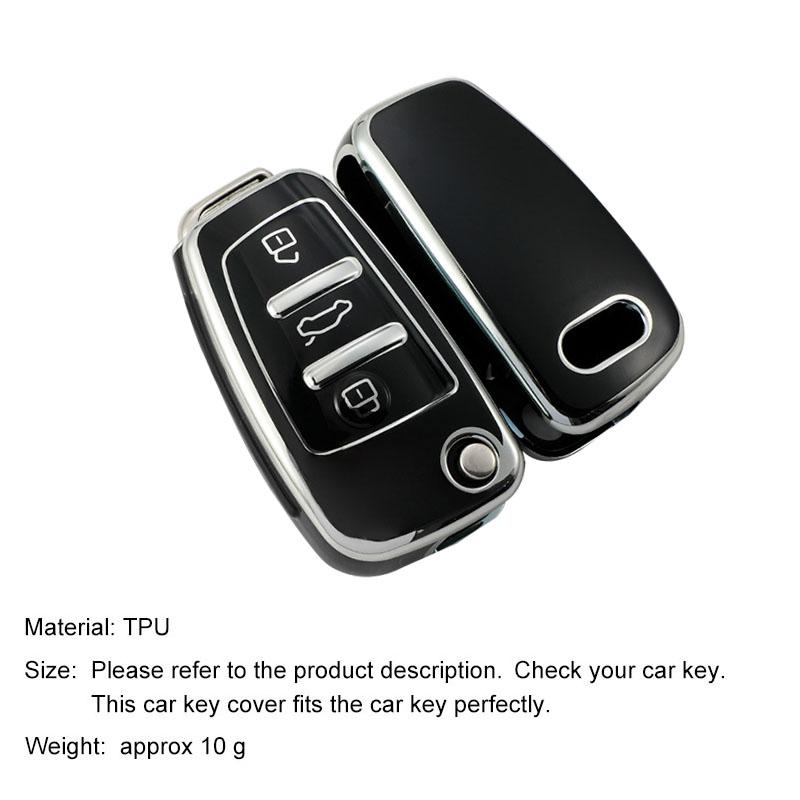 Auto Shell Fob For A1 A3 A4 A5 A6 A7 Q3 Q5 S6 B6 B7 B8 C6 8P 8V 8L TT RS Soft TPU Car Folding Key Case Bag Cover Protector