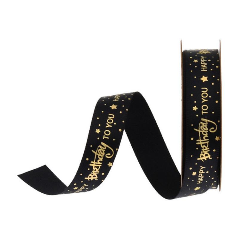 10 meter/rulle Grattis på födelsedagen Tryckta Band Tårta Blommor Smyckeskrin Gåvor Inslagning Band