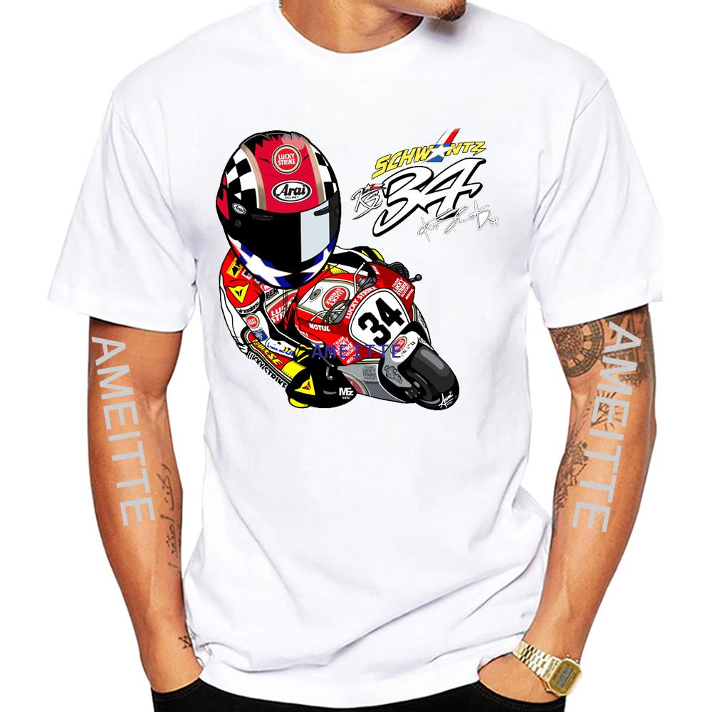 34 Kevin Schwantz Gp 2023 T-Shirt Sommer Unisex Kurzarm Gs Abenteuer Moto Sport Freizeit Weißes Oberteil Unisex Motorradfahrer T-Shirts