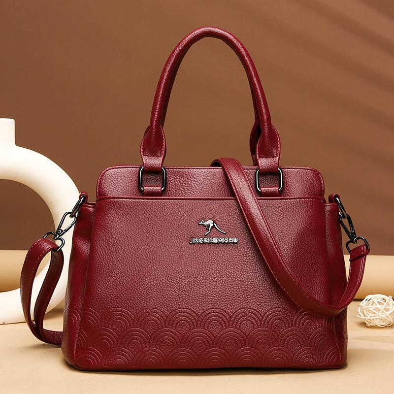 Soft Leather Handbag, Embossed Small Bag, Trendy and Simple Tote Bag, Commuting Single-shoulder Crossbody Bag