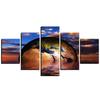 Nástěnné umění Obraz na plátně Krajina Obraz Domácí dekorace Obývací pokoj HD tisk 5 kusů Země v moři Plakát Západ slunce Rámec bez rámu
