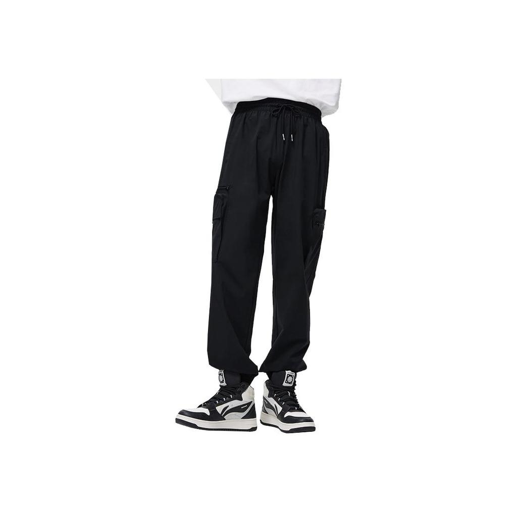 Lining Casual Life Series Elastic Waistband Knit Jogger Pants Unisex Bottoms Black AYKT131-5