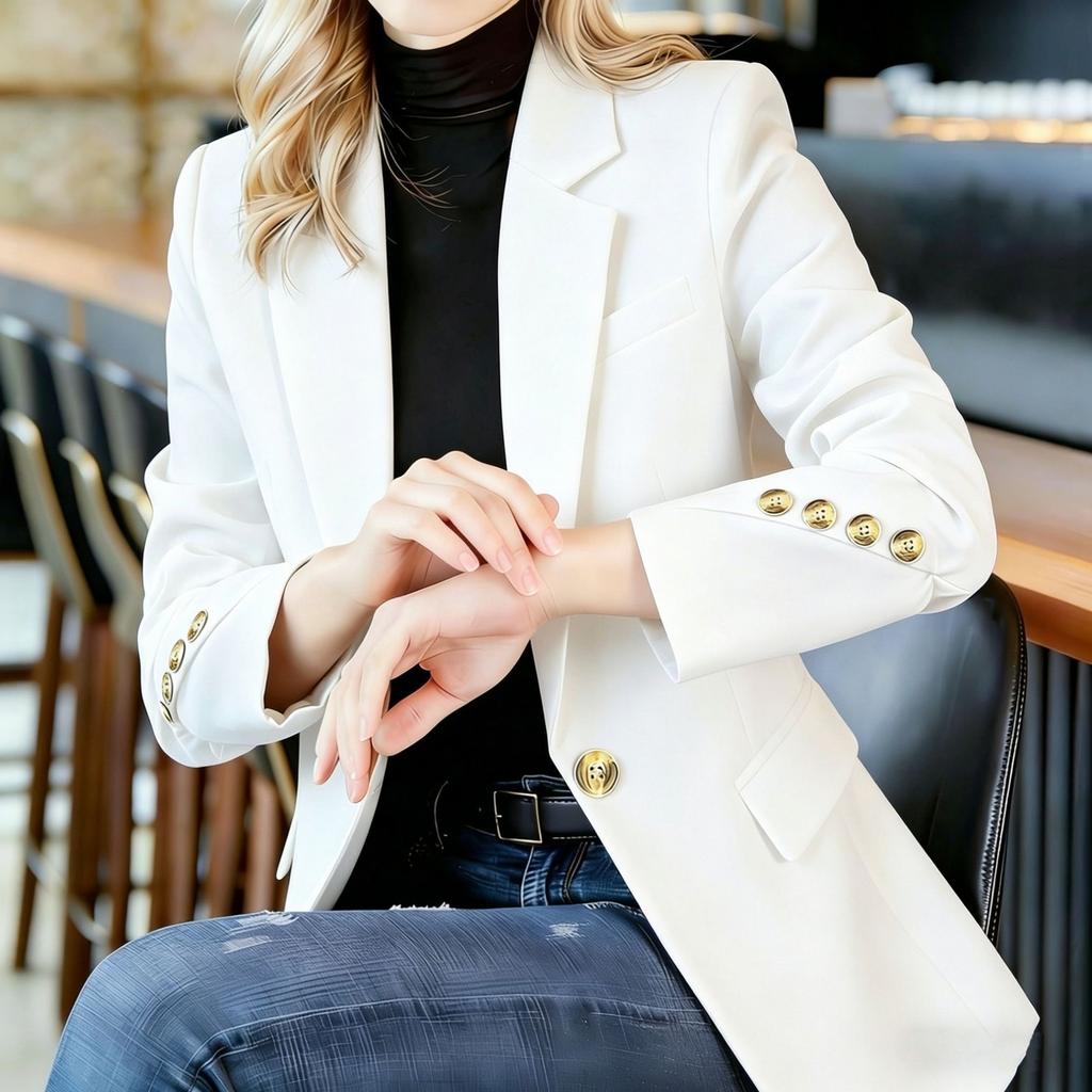Women's Casual Slim Fit Jacket with Long Sleeves for and Everyday Wear