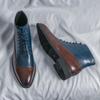 Fashion Men Short Boots Blue Fashion Handmade Men Ankle Boots Lace-up Square Toe Mixed Colors  Botas Cuturno Masculinas