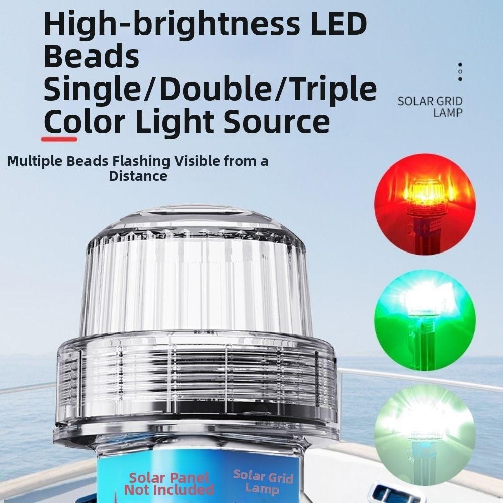 Tricolor Light Solar Ocean Signal Light Solar Powered High Brightness Navigation Signal Light Magnet Switch Strobe Flash