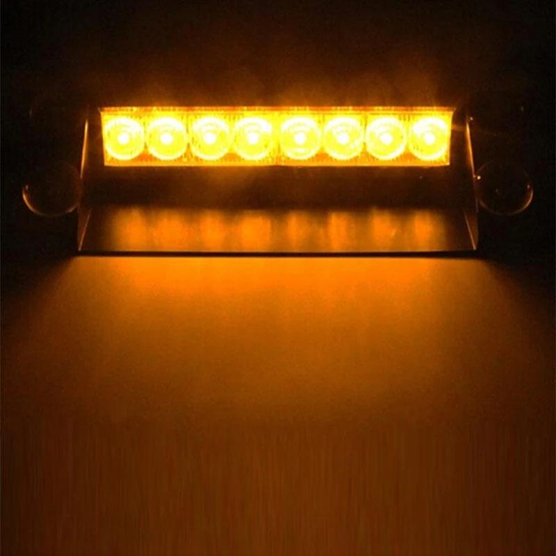 12V Car Strobe Light Flasher Vehicle Windshield Day Running Flashing 8LED Warning Signal Lamp Red Blue Police Emergency Lights