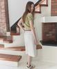 MARGARIN FINGERS Rivet Mixed Bermuda Pants (White)