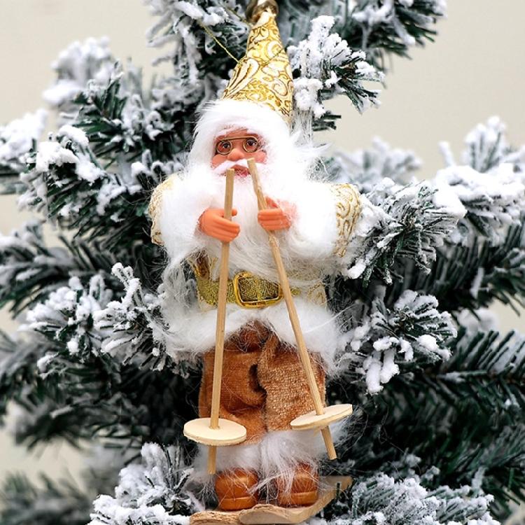 Enchanting Santa Skiing Display Portable Santa Skier Doll Festival Hanging Decorations for Celebration