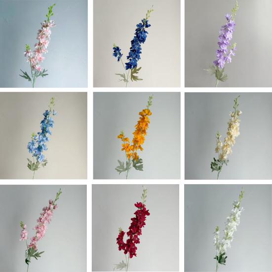 4 Pcs Artificial Delphinium Flower for Vase Filler 33.46 Inch Long Stem Fake Larkspur Flower Faux Silk Bouquet for Wedding Home Decor Floral