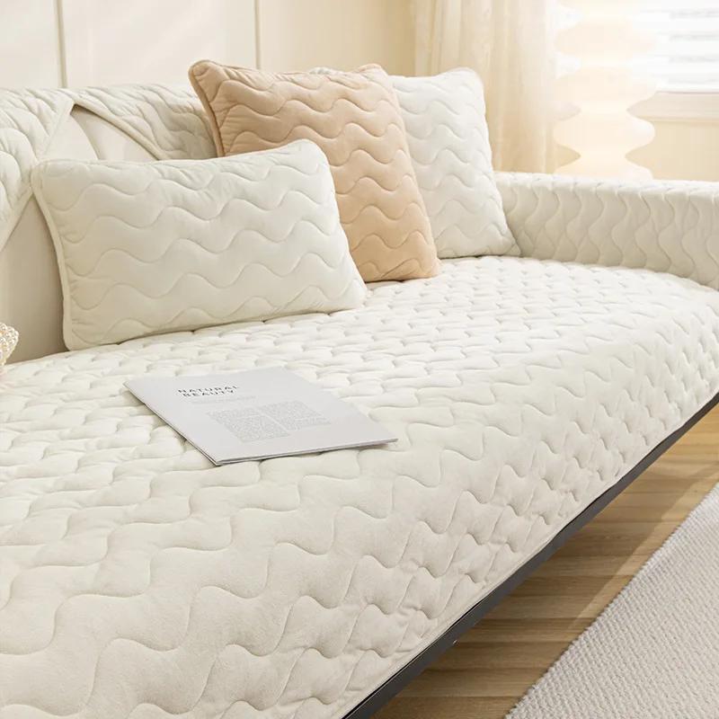 Роскошные короткие плюшевые нескользящие чехлы для диванов — фото 11