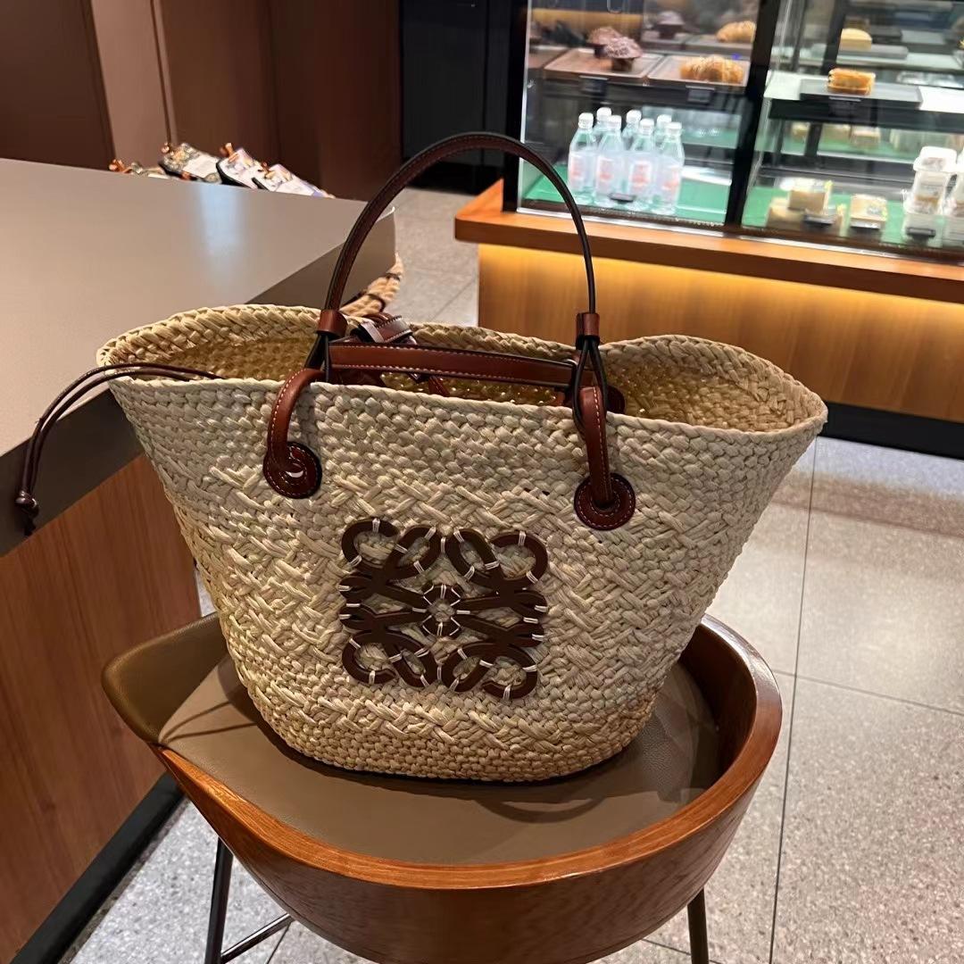 

Плетеная женская сумка-тоут из соломы для пляжа, женская сумка-тоут Bun Mother Bag, высококачественная, маленькая и универсальная пляжная женская сумка 30x17x26cm коричневый