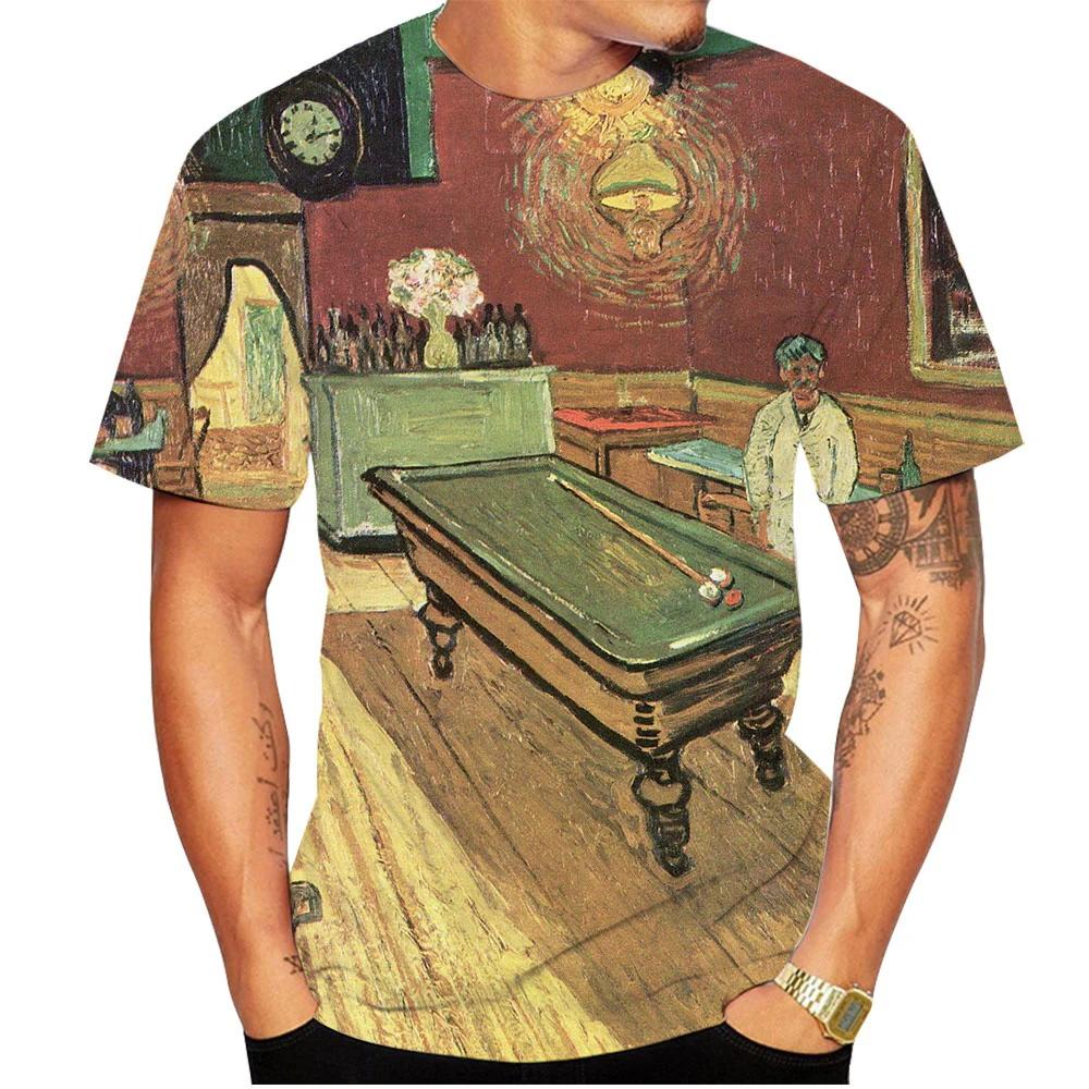 Van Gogh Art T-shirt Flower 3D Printing Men's and Women's Street Wear Short Sleeve T-shirt Clothing