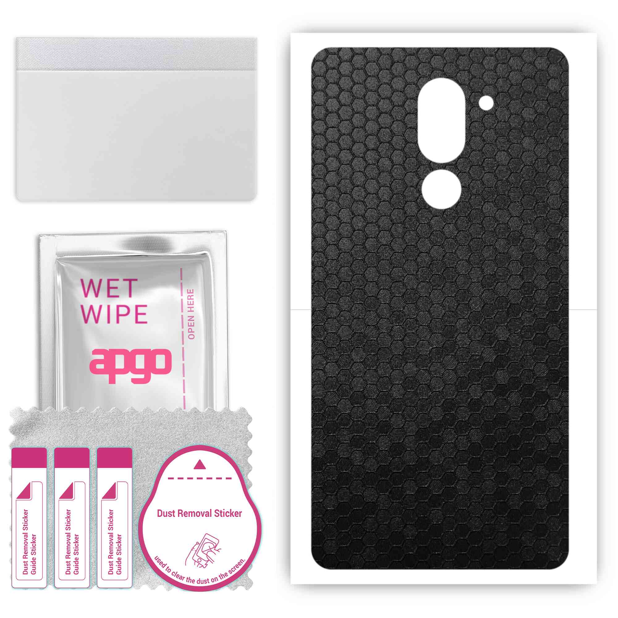 

apgo Protective Skin Sticker for the back compatible with Honor 6X, Wrap Film, Foil, Vinyl - Pattern Black Honeycomb