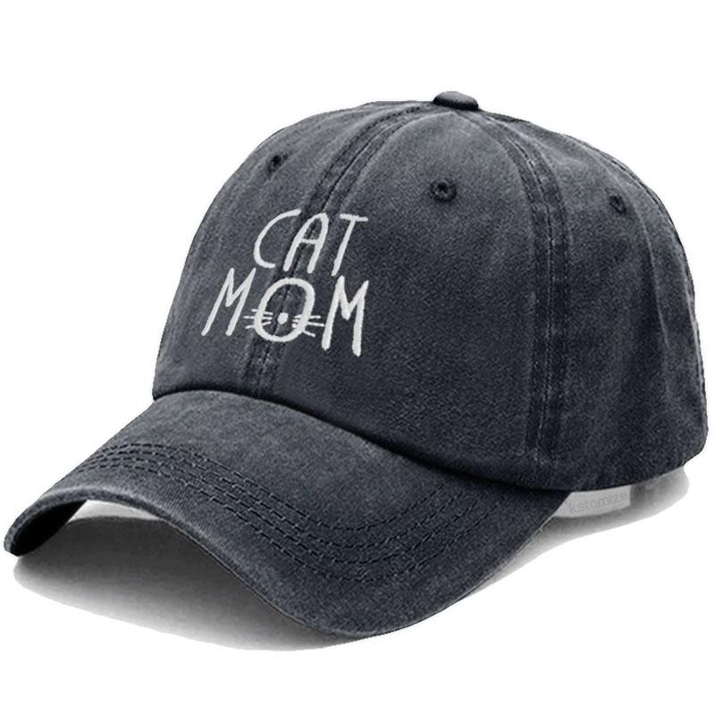 Gewaschene Baumwoll-Baseballkappe für Herren & Damen Unisex CAT MOM Stickerei Sonnenschutzhut Outdoor-Sport Großhandel & Dropshipping