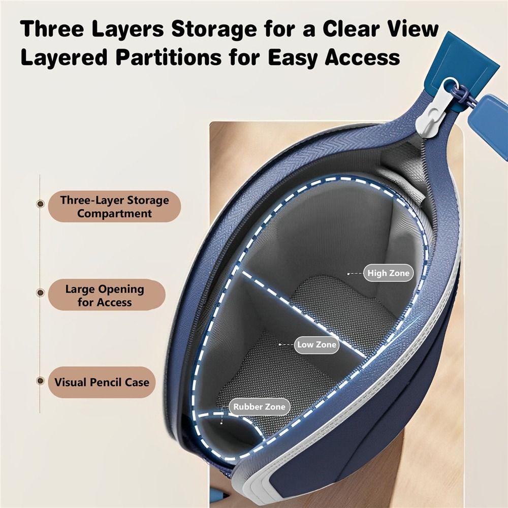 2-in-1 Retractable Pencil Bag Portable Student Pen Holder Stationery Storage Bag  School Supplies