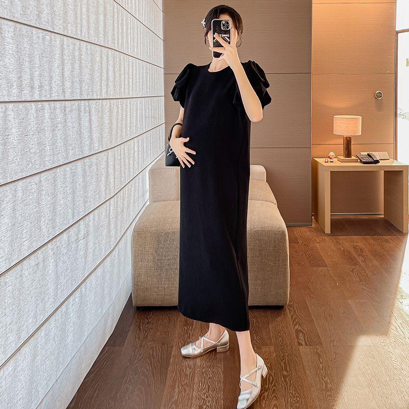 Pregnant mother summer loose large size temperament bubble sleeves thin design sense Korean version of high-end French fashion jumpsuit