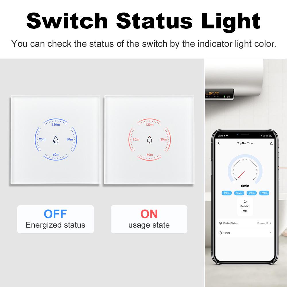 Graffiti WiFi Smart Touch Switch for Water Heater & Air Conditioner, 40A High-Power, European Standard, Voice Control.