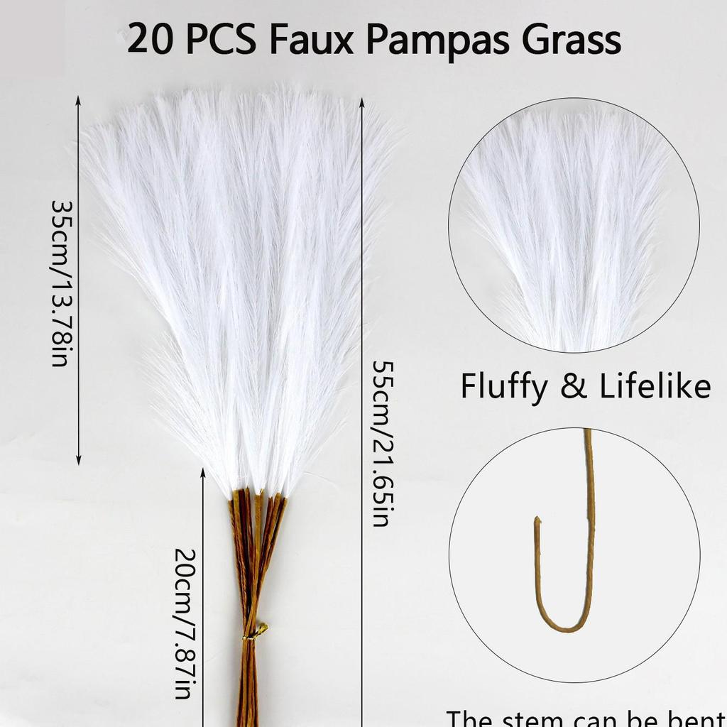 Artificial Pampas Grass & Cattails: Eternal Flower Wedding & Home Décor (55cm)