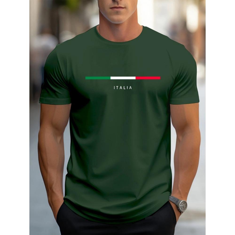 Men's summer polyester fabric fashionable casual loose T-shirt top