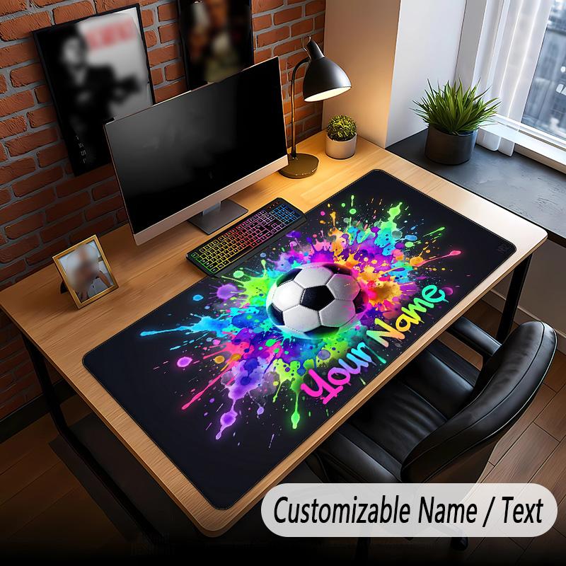 Soccer Theme Custom Mouse Pad Personalized With Name Text Customized Desk Mat For Office Home Decor