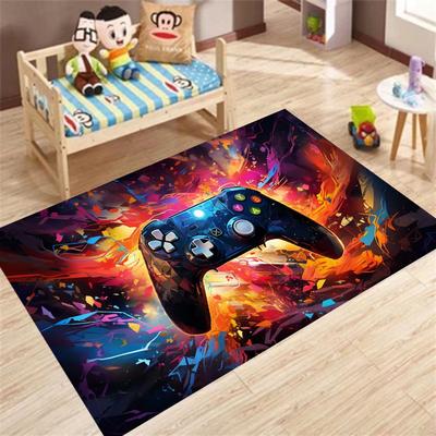 Gaming Rug For Boys Room Gamer Rug With Controller Design Carpet for Game Room Bedroom Decor Non-slip Machine Washable Mat