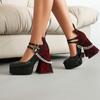 New Retro Pearl Lace Mary Jane Shoes Women's One-word Buckle Spring and Autumn New Thick Heel Sweet High Heels