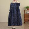 2025 Dame Pluss Størrelse Vår Lang Kjole Løs Basic Trykk Vintage Casual Blomstret Oversize Langermet Maxi