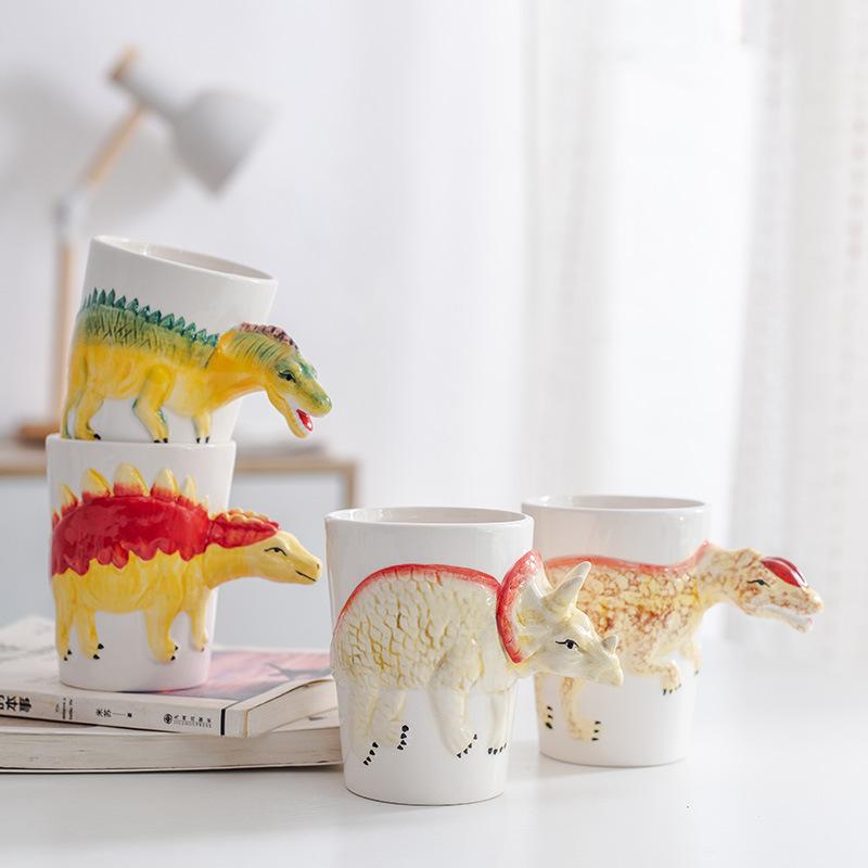 Keramický hrnek Tvar dinosaura Hrnek Zvířecí Snídaňový hrnek Speciální tvar Hrnek na mléko Kancelářský hrnek na vodu