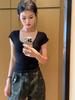 Women's Summer 2026 Lace Trim Bow Knot Short Sleeve T-Shirt
