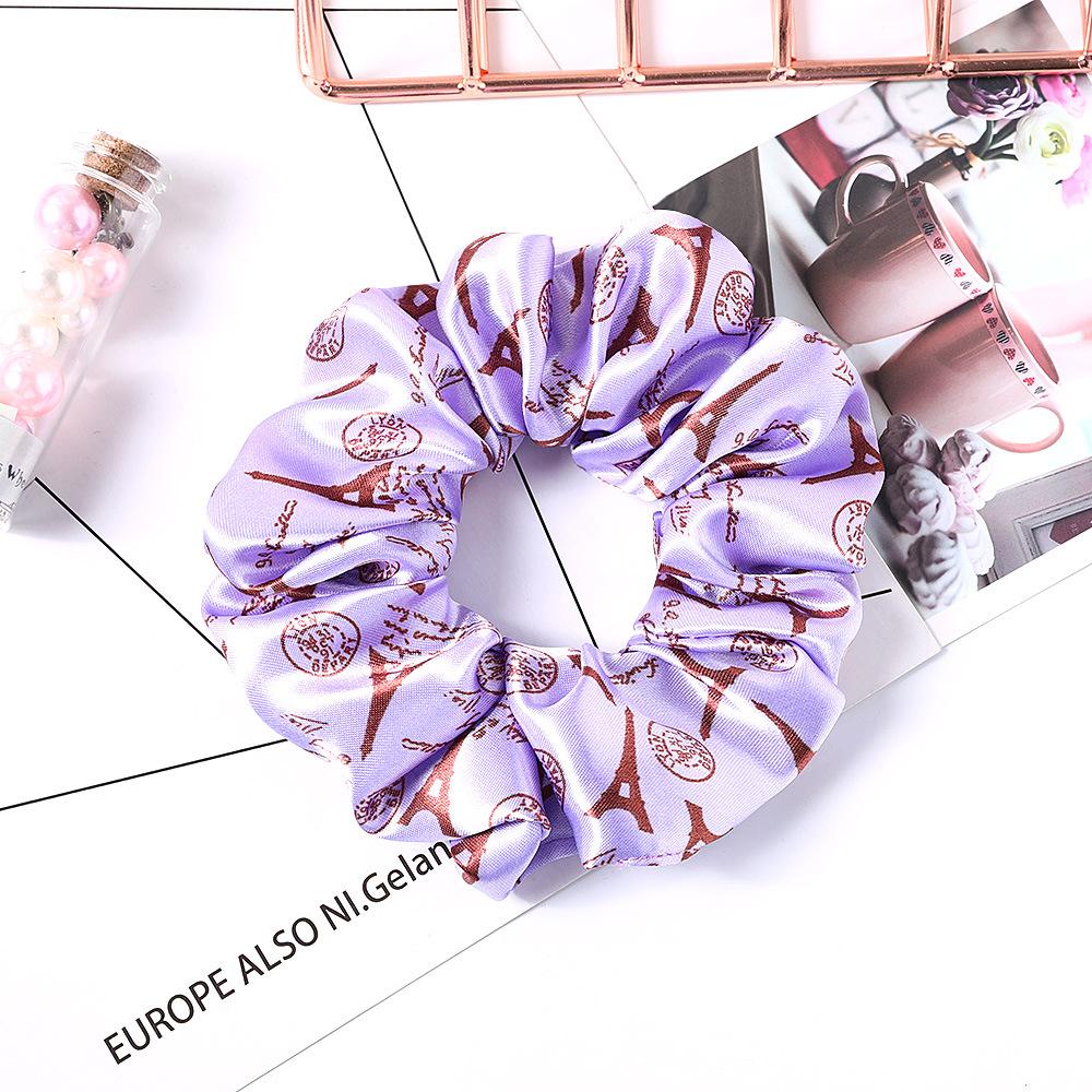 New Satin Printed Flower Floral Scrunchie Women Girls Elastic Hair Rubber Bands Accessories Tie Hair Ring Rope Holder Headdress