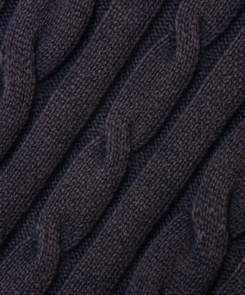 TRILLION Vintage Washed Cable 2-Way Zip-Up Knit (Plum Navy)