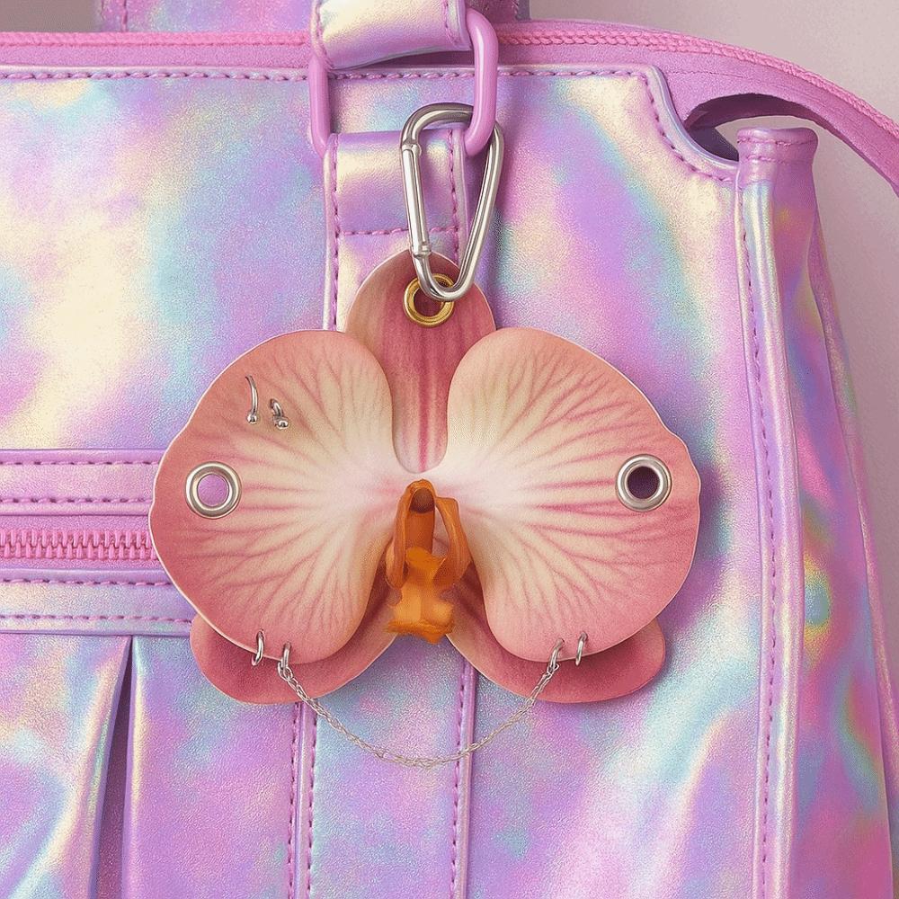 Rivet Phalaenopsis Orchid Keychain Phone Charms Bag Pendant Imitation Flower Pendant Gift Jewelry