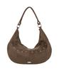 SECONDSALT Suede Eyelet Hobo Shoulder Bag (Brown)