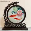 1pc, Su Embroidery Ornaments, Chinese Embroidery Crafts, Double Sided Embroidered Ornament, Solid Wood Desktop Decoration