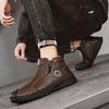 Pánské kožené boty nad kotník, ležérní tenisky, zimní plyšové boty, sněhule 39-45