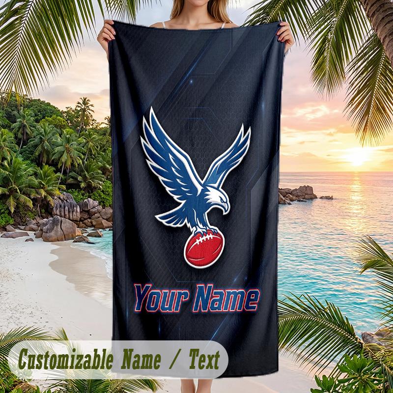 Beach Towel Crystal Palace Print Custom Name Text Soft Towel for Swimming Pool